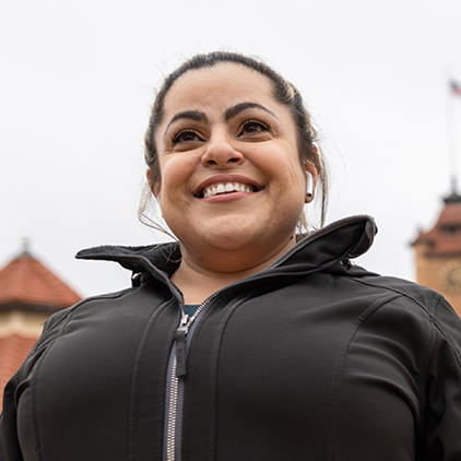 Young woman with a disability smiling